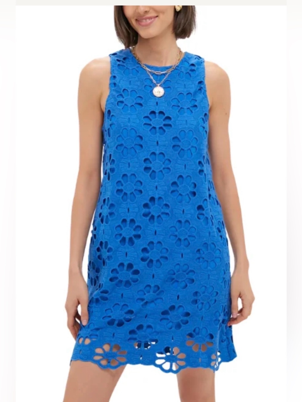 NWT Tuckernuck Sapphire Blue Marlowe Floral Cutout Crochet Mini Dress XS